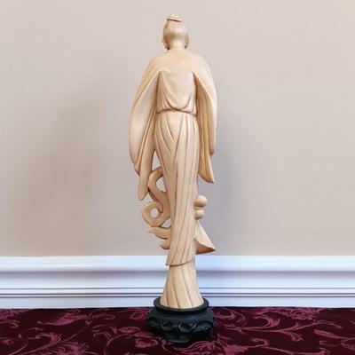 LOT 44: Vintage Chinese Red Lacquer Box with Hand Carved Resin Figures and a Small Brass Vase