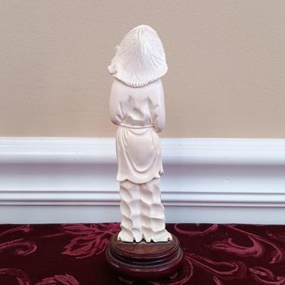 LOT 44: Vintage Chinese Red Lacquer Box with Hand Carved Resin Figures and a Small Brass Vase