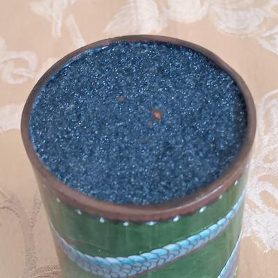 LOT 45: Pair of Hand Carved Soapstone Bud Vases with Lacquered Snuff Box