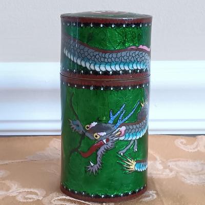 LOT 45: Pair of Hand Carved Soapstone Bud Vases with Lacquered Snuff Box