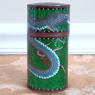 LOT 45: Pair of Hand Carved Soapstone Bud Vases with Lacquered Snuff Box