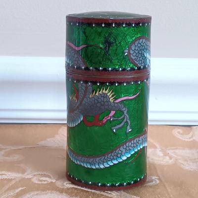 LOT 45: Pair of Hand Carved Soapstone Bud Vases with Lacquered Snuff Box