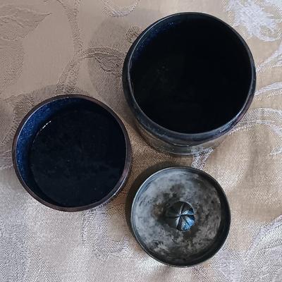 LOT 45: Pair of Hand Carved Soapstone Bud Vases with Lacquered Snuff Box