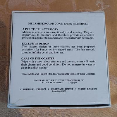 LOT 46: Signed Fukagawa Porcelain Plum Vase with Vintage Chinese Rosewood and Jadeite Accented Jewelry Box & Pimpernel Coasters