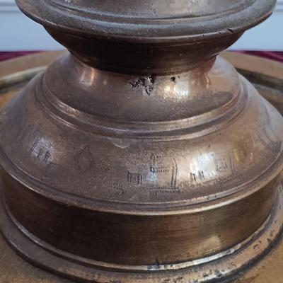 LOT 48: Vintage Brass Temple Hanging Oil Lamp