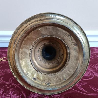 LOT 48: Vintage Brass Temple Hanging Oil Lamp