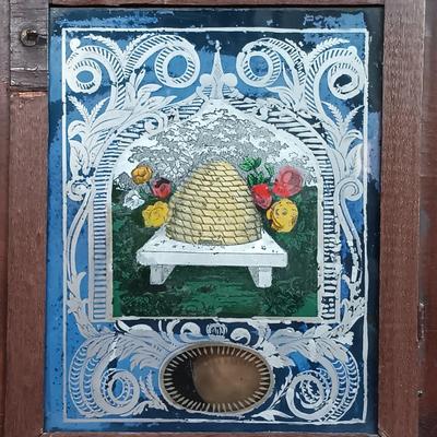 LOT 49: Antique New Haven Clock Co. Reverse Painted Thirty Hour Shelf Clock