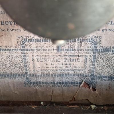 LOT 49: Antique New Haven Clock Co. Reverse Painted Thirty Hour Shelf Clock