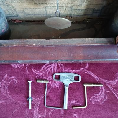 LOT 49: Antique New Haven Clock Co. Reverse Painted Thirty Hour Shelf Clock