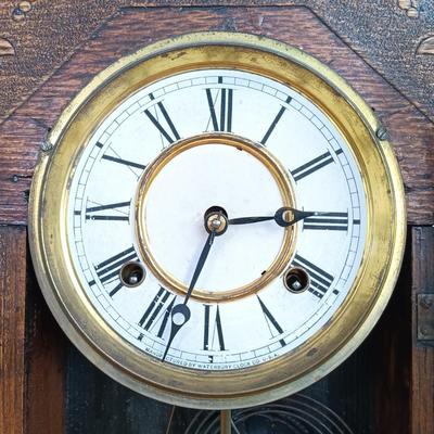 LOT 52: Antique Waterbury Clock Co. Gingerbread Kitchen Clock