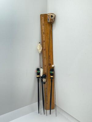LOT 71: Vintage Hat Pins - Black Lacquer, Asian Style and More