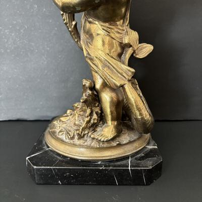 LOT 82: Vintage Bronze Planter/Vase Statue on Marble Base