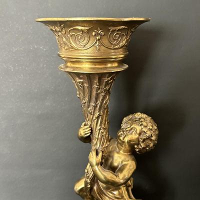 LOT 82: Vintage Bronze Planter/Vase Statue on Marble Base