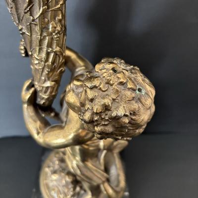 LOT 82: Vintage Bronze Planter/Vase Statue on Marble Base