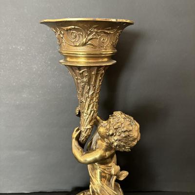 LOT 82: Vintage Bronze Planter/Vase Statue on Marble Base