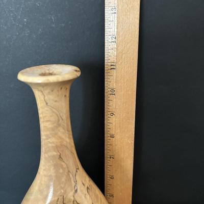 LOT 83: Warren Vienneau Burl Wood Vase & Spinning Aspen Studios Handcrafted Solid Wood Candle Holders