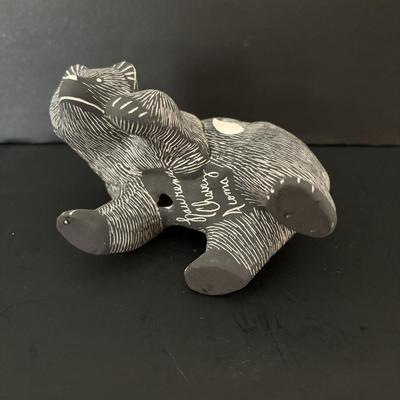 LOT 84: Lawrence Chavez Pueblo Pottery Bear Moon, Stars & Claw Figure, Acoma Pueblo Pottery Bear Figure & Vintage Native Amercian...