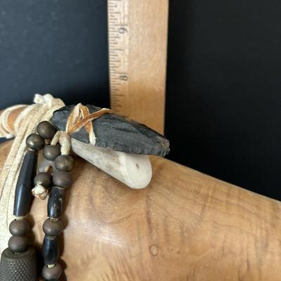 LOT 84: Lawrence Chavez Pueblo Pottery Bear Moon, Stars & Claw Figure, Acoma Pueblo Pottery Bear Figure & Vintage Native Amercian...