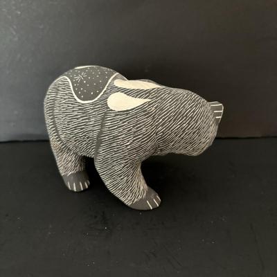 LOT 84: Lawrence Chavez Pueblo Pottery Bear Moon, Stars & Claw Figure, Acoma Pueblo Pottery Bear Figure & Vintage Native Amercian...