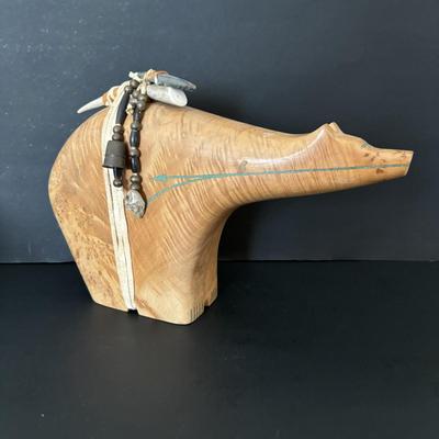 LOT 84: Lawrence Chavez Pueblo Pottery Bear Moon, Stars & Claw Figure, Acoma Pueblo Pottery Bear Figure & Vintage Native Amercian...