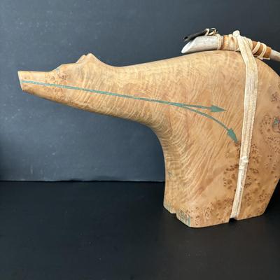 LOT 84: Lawrence Chavez Pueblo Pottery Bear Moon, Stars & Claw Figure, Acoma Pueblo Pottery Bear Figure & Vintage Native Amercian...