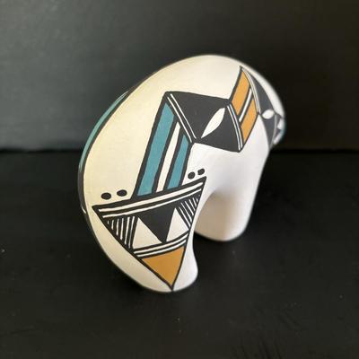 LOT 84: Lawrence Chavez Pueblo Pottery Bear Moon, Stars & Claw Figure, Acoma Pueblo Pottery Bear Figure & Vintage Native Amercian...