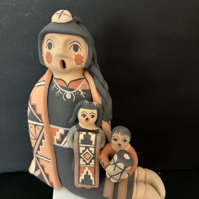 LOT 86: Linda L. Fragua Jemez Pueblo Pottery Storyteller,Native American Acoma Hand Painted Pottery Seed Pot, S. Phillips &...