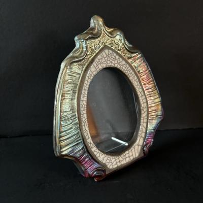 LOT 88: Raku Art Studio Pottery Flat Cat Figures, Raku Picture Frames, Cat Pottery Planters, Card/Picture Holder & Pottery Tray