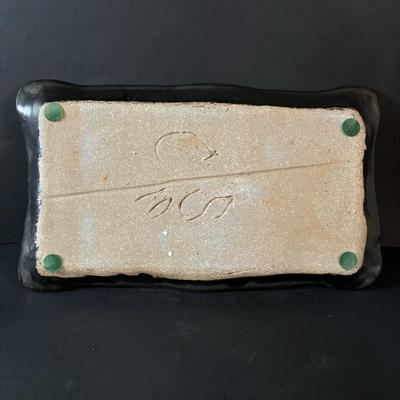 LOT 88: Raku Art Studio Pottery Flat Cat Figures, Raku Picture Frames, Cat Pottery Planters, Card/Picture Holder & Pottery Tray