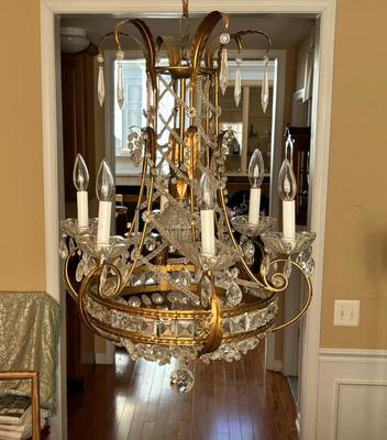 LOT 90: Beautiful 6 Light Ornate Crystal Chandelier