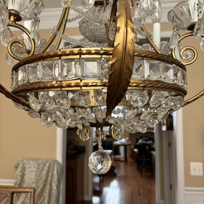 LOT 90: Beautiful 6 Light Ornate Crystal Chandelier