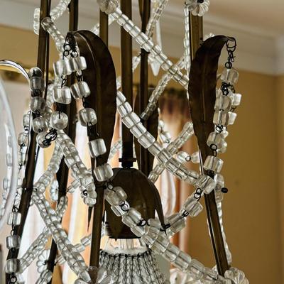 LOT 90: Beautiful 6 Light Ornate Crystal Chandelier