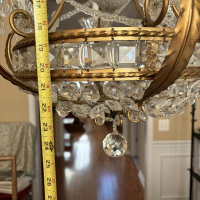 LOT 90: Beautiful 6 Light Ornate Crystal Chandelier