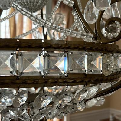 LOT 90: Beautiful 6 Light Ornate Crystal Chandelier