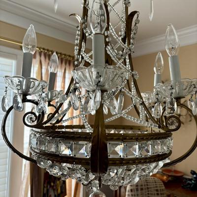 LOT 90: Beautiful 6 Light Ornate Crystal Chandelier