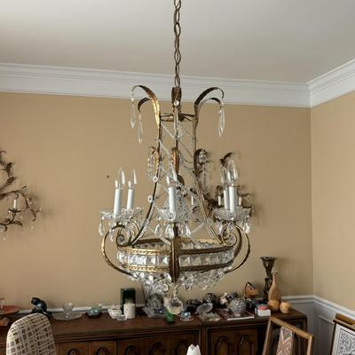 LOT 90: Beautiful 6 Light Ornate Crystal Chandelier