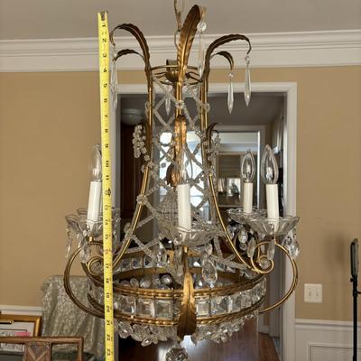 LOT 90: Beautiful 6 Light Ornate Crystal Chandelier