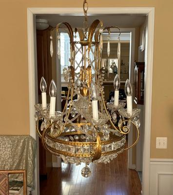 LOT 90: Beautiful 6 Light Ornate Crystal Chandelier