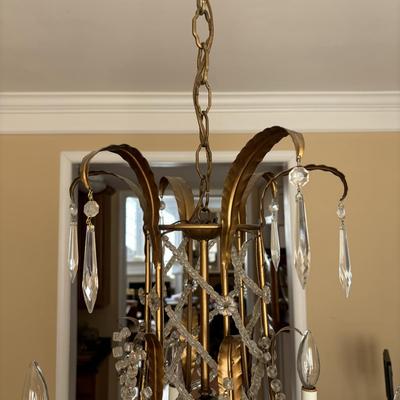 LOT 90: Beautiful 6 Light Ornate Crystal Chandelier