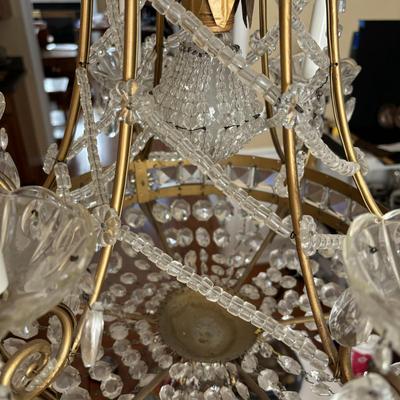 LOT 90: Beautiful 6 Light Ornate Crystal Chandelier