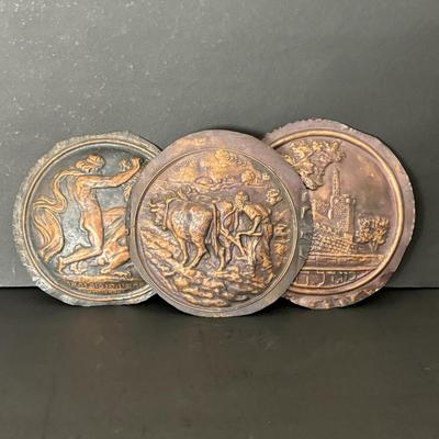 LOT 92: Vintage Judaica 6" Copper Relief Art