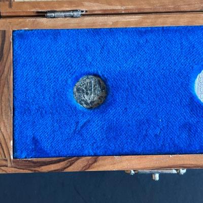 LOT 96: Genuine Coin Old/New Agrippa 1 Jerusalem & Israel Agora 1976, WWII German Warsaw Police Badge, Girls Orphanage Jerusalem Coin