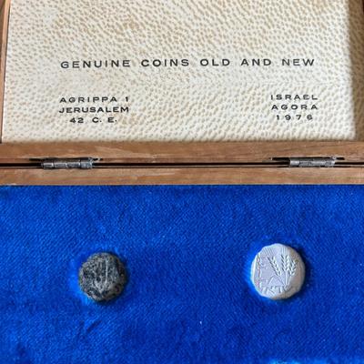 LOT 96: Genuine Coin Old/New Agrippa 1 Jerusalem & Israel Agora 1976, WWII German Warsaw Police Badge, Girls Orphanage Jerusalem Coin
