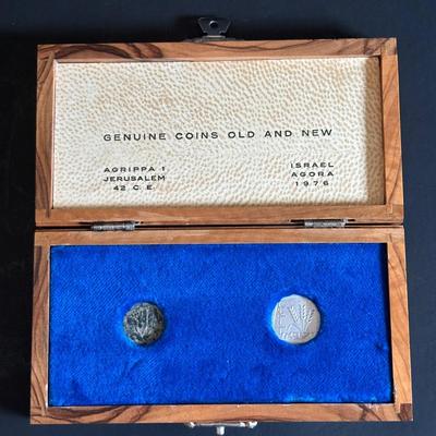LOT 96: Genuine Coin Old/New Agrippa 1 Jerusalem & Israel Agora 1976, WWII German Warsaw Police Badge, Girls Orphanage Jerusalem Coin