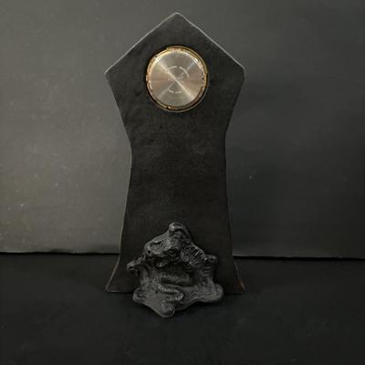 LOT 98: Raku Art Studio Pottery Collection: Picture Frames, Floral Vase w/Flower Frog & Clock Tower