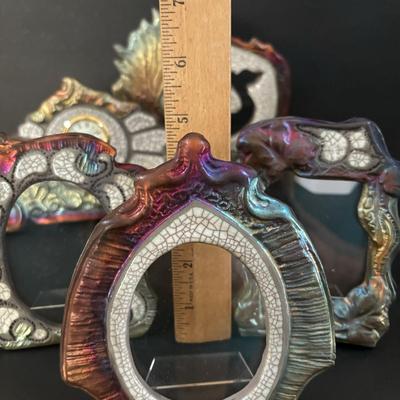 LOT 99: Raku Art Studio Pottery Collection: Under the Sea Vase w/Whale Cutout, Picture Frames & Clock