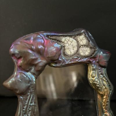 LOT 99: Raku Art Studio Pottery Collection: Under the Sea Vase w/Whale Cutout, Picture Frames & Clock