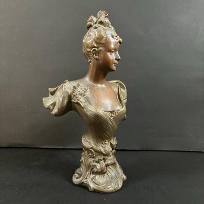 LOT 105: Vintage Bronze Bust of Woman, Royal Copenhagen Candle Sticks, Royal Doulton, Royal Crown Derby