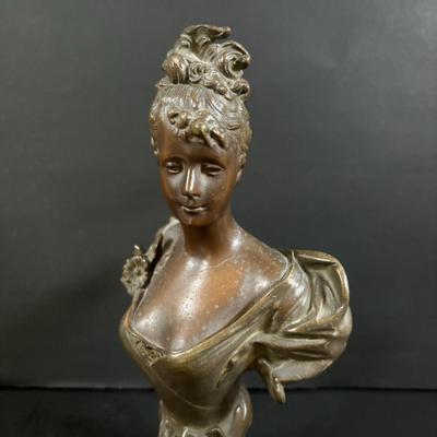 LOT 105: Vintage Bronze Bust of Woman, Royal Copenhagen Candle Sticks, Royal Doulton, Royal Crown Derby