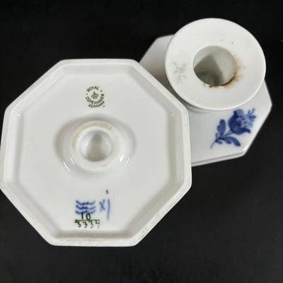 LOT 105: Vintage Bronze Bust of Woman, Royal Copenhagen Candle Sticks, Royal Doulton, Royal Crown Derby